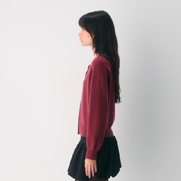 NWT Aritzia Wilfred London Wool Cashmere Cardigan Cordovan Red Small Sweater - Picture 5 of 15